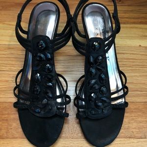 Black wedged sandals